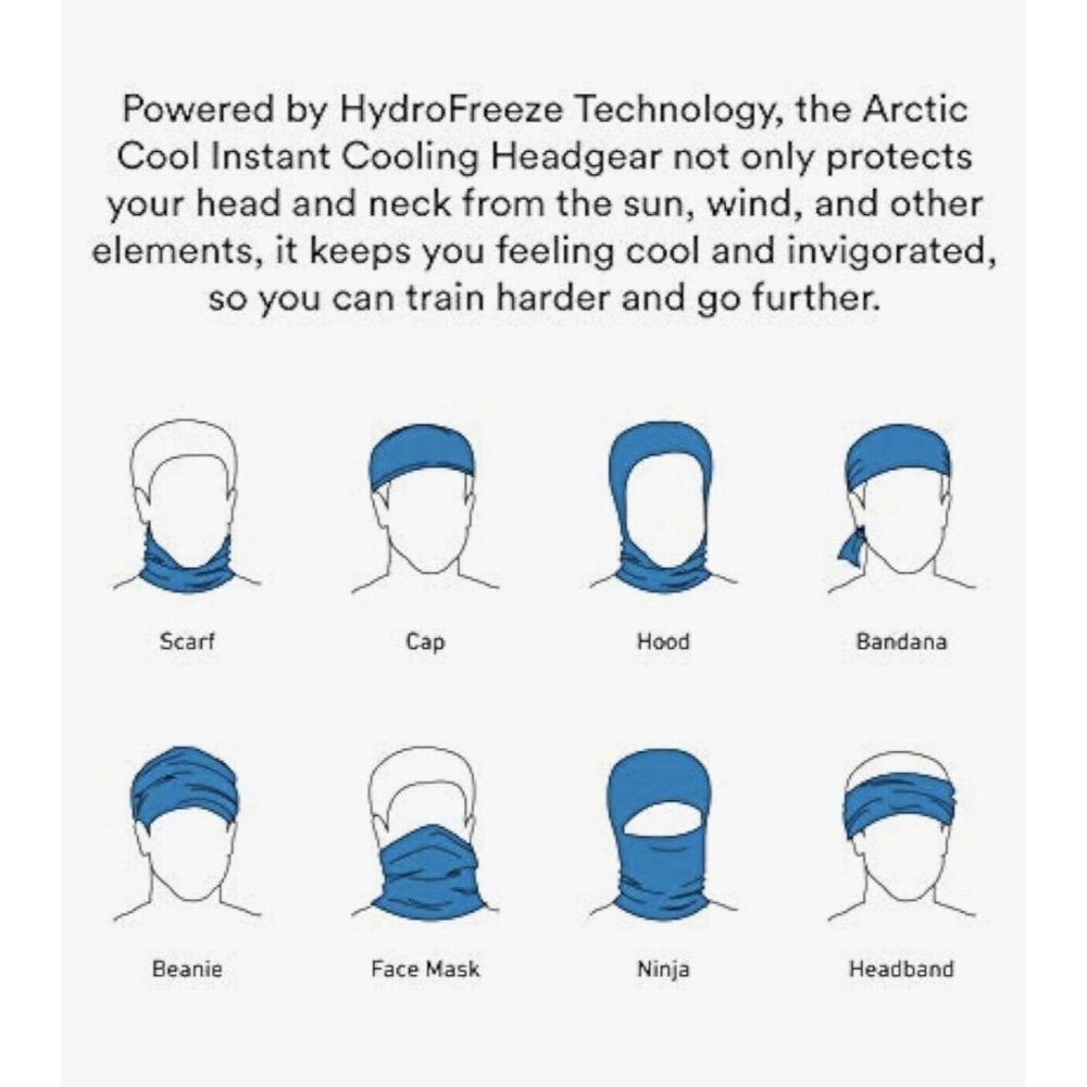 Arctic Cool Multifunctional Reusable Cooling Face Gaiter Mask Cover Blue NEW - Picture 7 of 9